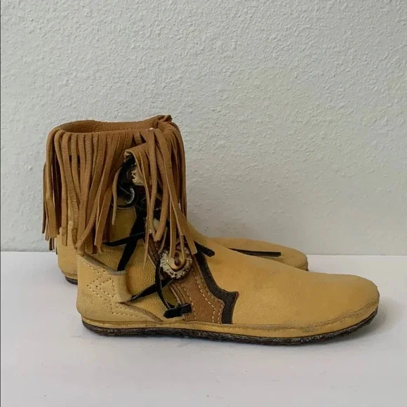 Vintage 70s OOAK Handmade Bald Mountain Moccasins Ankle Boot Renn Faire Festival - Picture 15 of 15